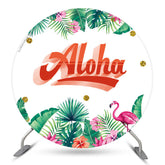 Aloha Sommer Flamingo Runden Party Hintergrund Abdeckung